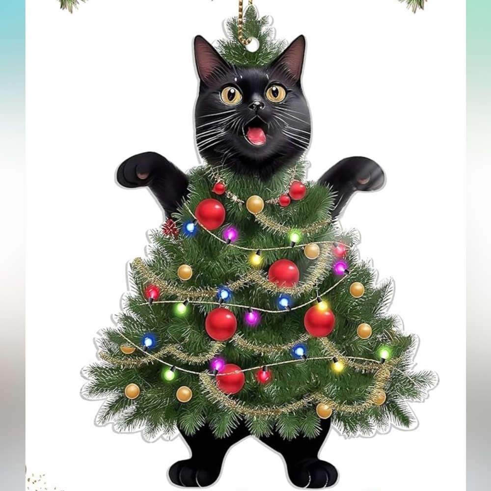 Festive Cat Christmas Tree Ornament